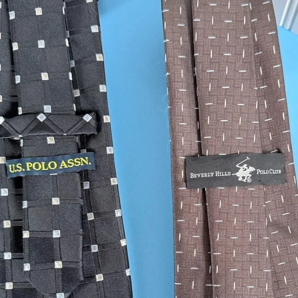 Bundle Of 3 U.S. Polo Assn. Men's Tie Trio - Black, Purple, Brown